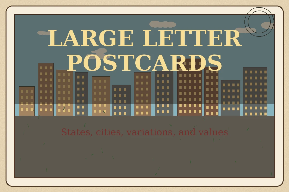 Large Letter Postcards: States, Cities, and Values