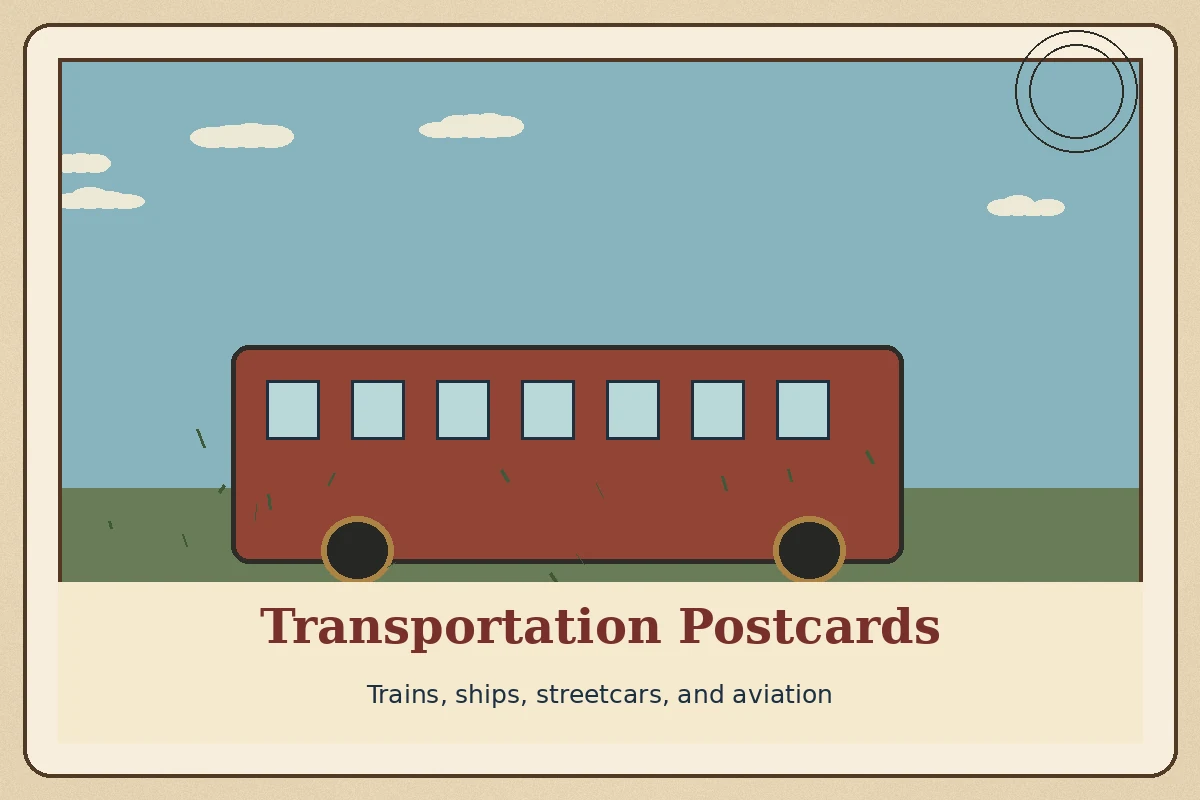 Transportation Postcards: Trains, Ships, Streetcars, and Aviation